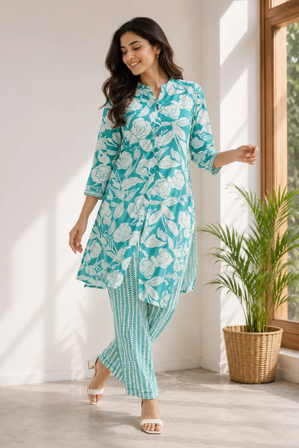 Aqua Bloom Floral Co-ord Set