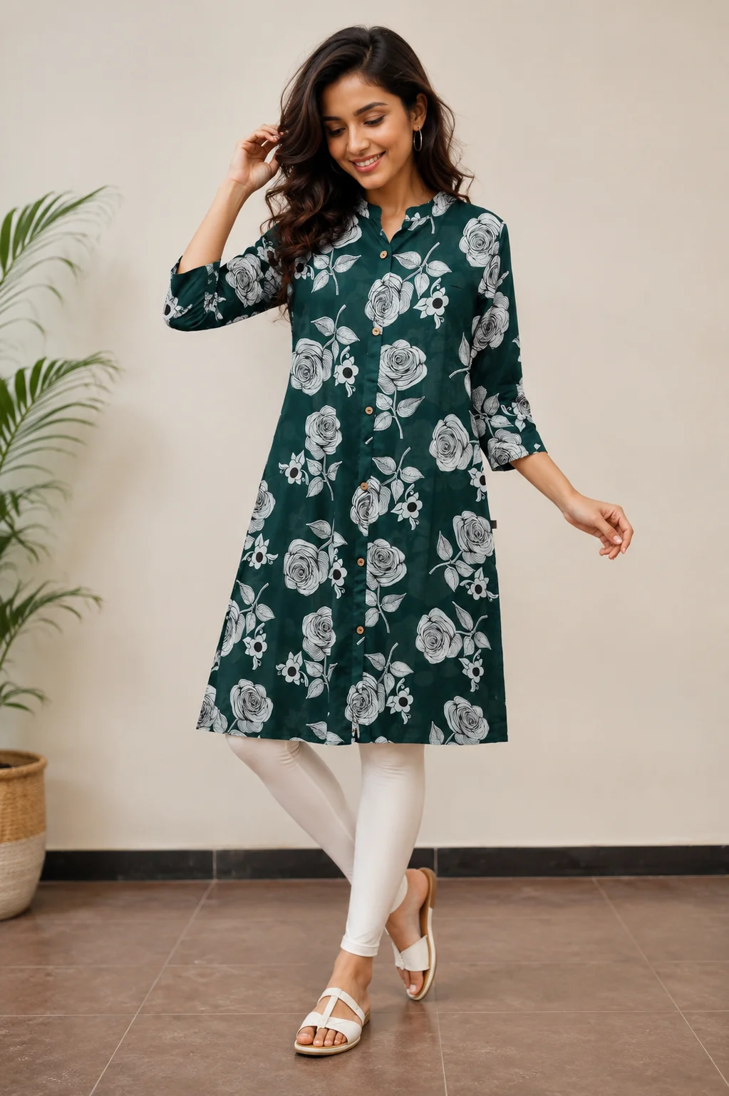 Emerald Bloom Printed Kurta