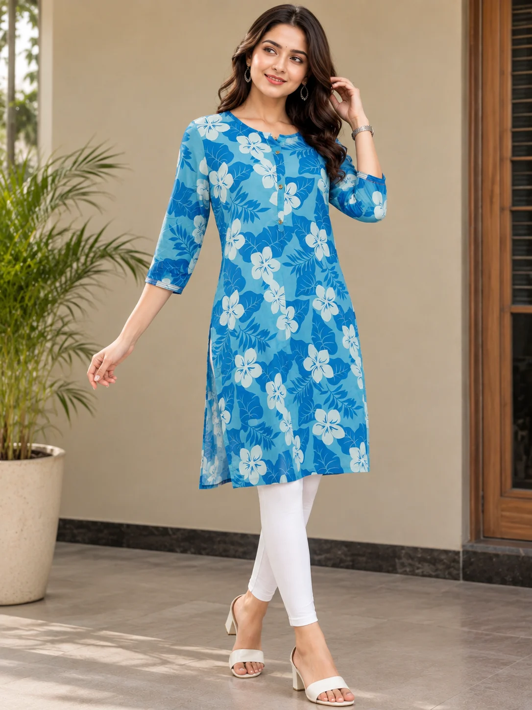 Azure Blossom Printed Kurta