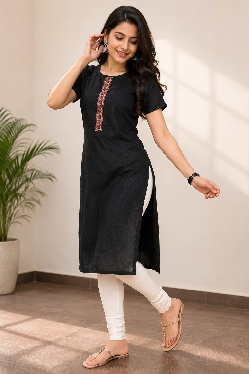 Midnight Embroidered Straight Kurta