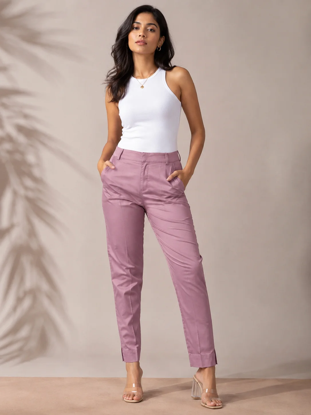 Mauve Essential Straight-Fit Pants