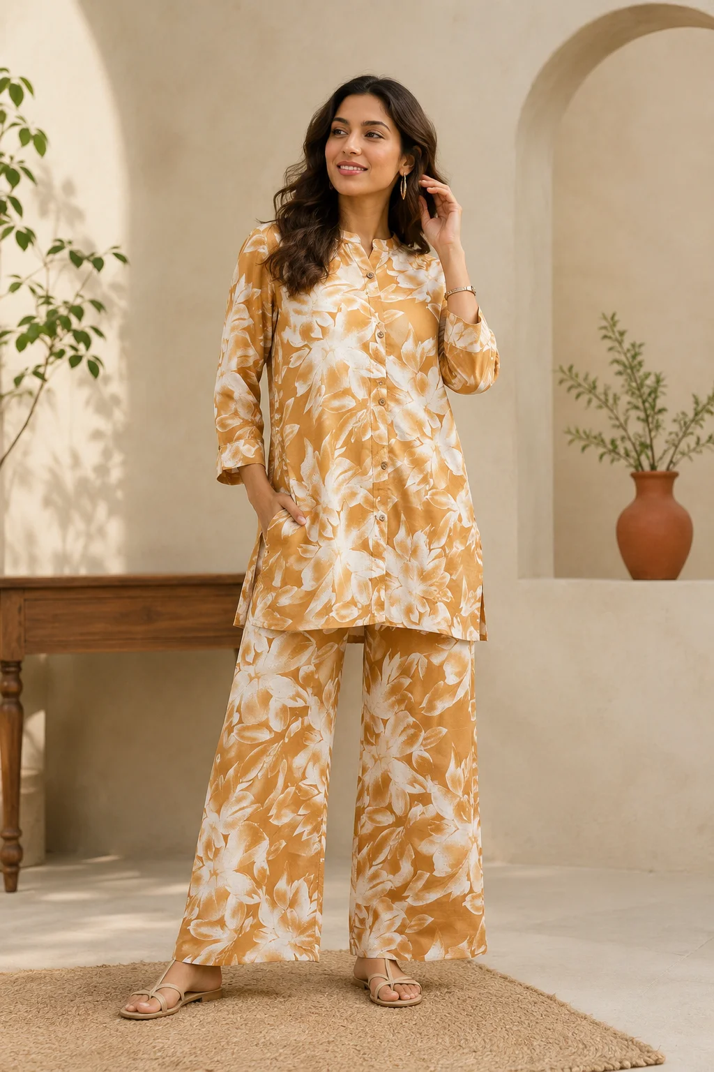 Golden Bloom Floral Co-Ord Set